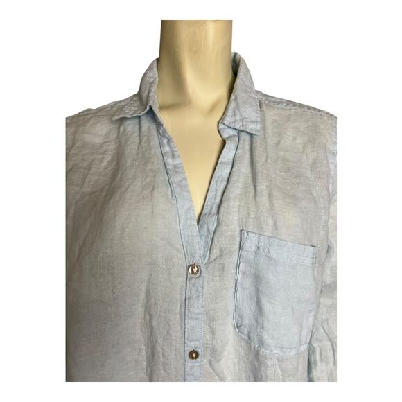Sigrid Olsen Linen Shirt Dress Button Down M Medium Beach Casual Blue - Picture 2 of 8